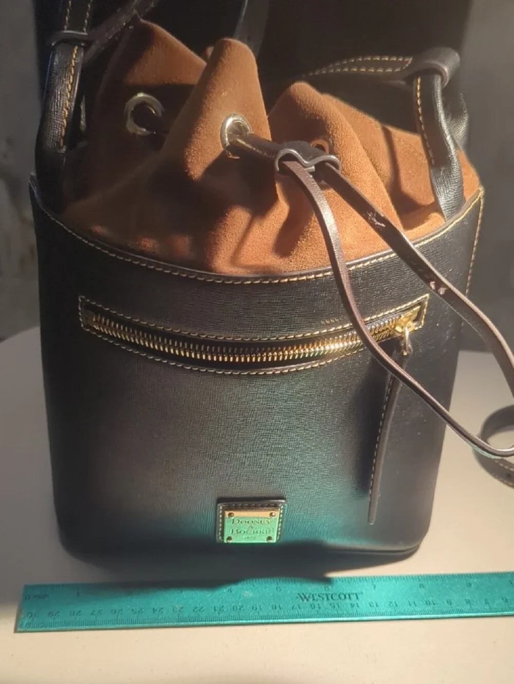 Dooney & Bourke Black Leather Suede Bucket Handbag